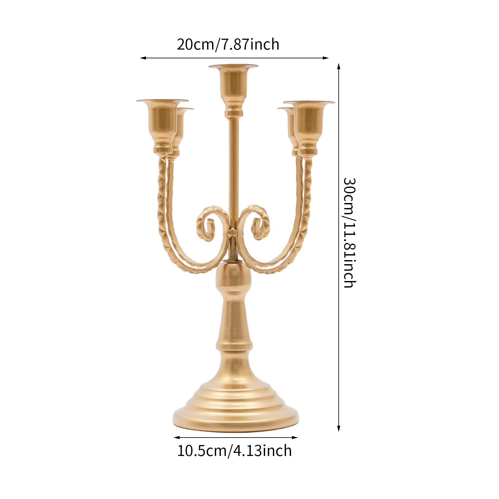 6 Stück Kerzenständer 5-Armig Metall Eisen Kerzenhalter für Stabkerzen, Kandelaber Kerzenleuchter für Kegelkerzen Party Hochzeit Tisch Mittelstücke Dekor (Gold)