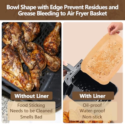 Image of UBeesize Air Fryer Paper Liners Disposable For Ninja, 150 PCS Non Stick Parchment Paper For Ninja DZ201 /DZ401 Dual, Oil Proof, Water Proof Food Grade Air Fryer Accessoriess(Rectangle - 8.5 inchX5.5 inch)