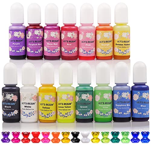 LET'S RESIN Epoxy Resin Dye,15 Color Translucent Epoxy Resin Pigment