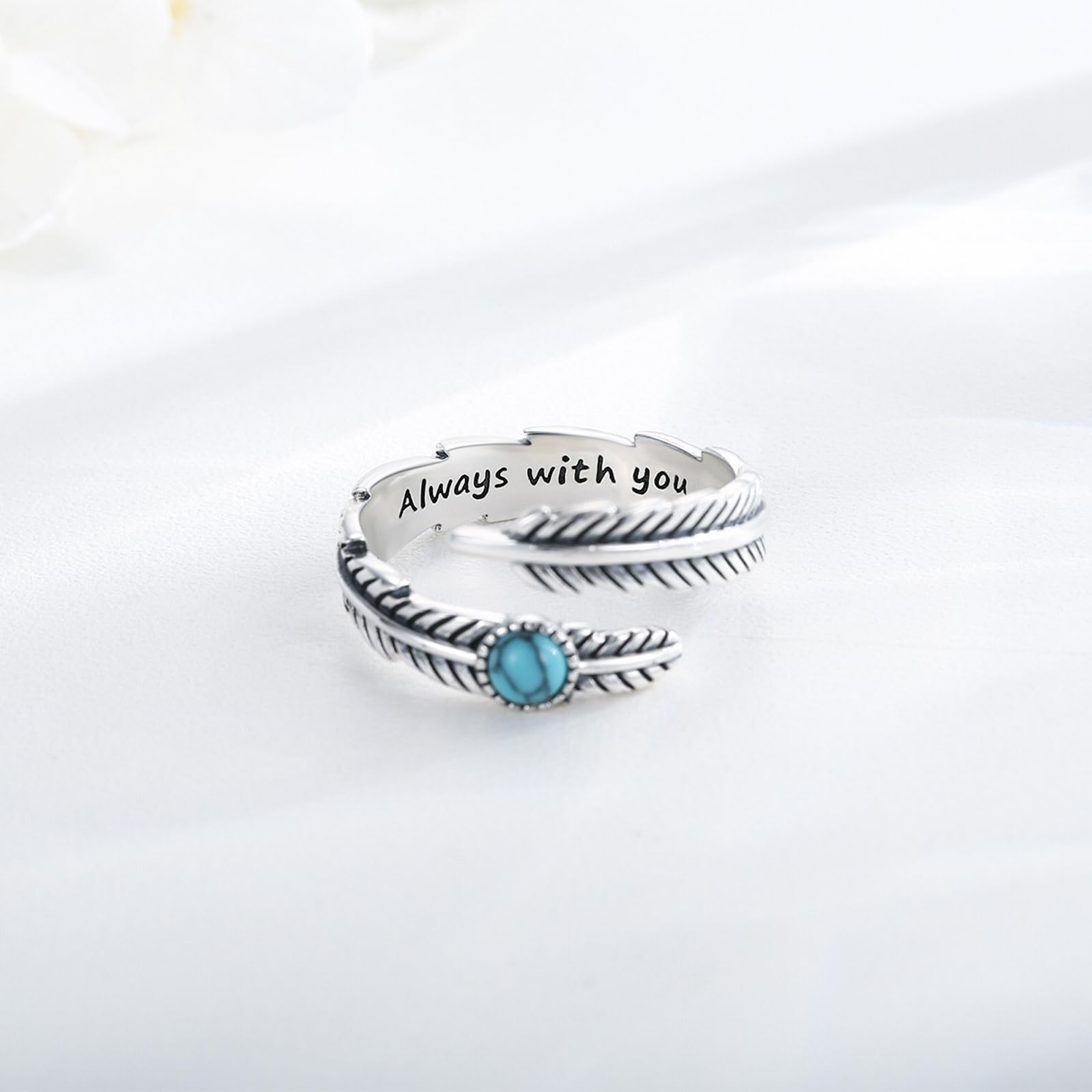 Türkis Ring 925er Sterlingsilber Feder Verstellbarer Ringe Western Daumen Ringe Vintage Schmuck Geschenke für Frauen