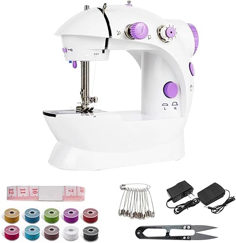 Mini máquina de coser, máquina de coser portátil para principiantes adultos, máquina eléctrica de manualidades de velocidad para reparar, máquinas