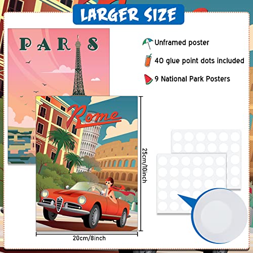 Outus 9 Pieces Vintage National Park Posters, National Park Art Prints Nature Wall Art And Mountain Print Set Abstract Travel Unframed For Hikers Campers Living Room Decor thumb #2
