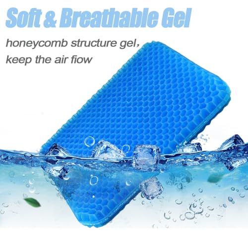 Image of SAJANI Seat Cushion, Silicone Rubber Seat Pillow, Gel Orthopedic Seat Cushion with Non Slip Cover, Gel Silicon Pad for Car, Office Chair, Wheelchair (Rectangular)
