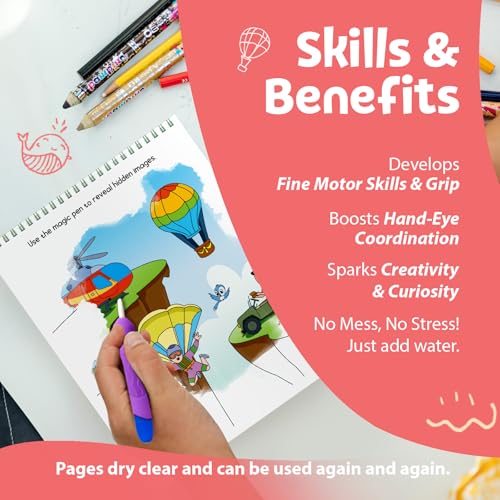 Image of Reusable Magic Water Coloring Book For Kids, Educational Fun Time for Kids, Mess-Free Art with Quick Dry Technology (Vehicles Theme | 4 Reusable Coloring & Activity Boards | 1 Refillable Water Pen)