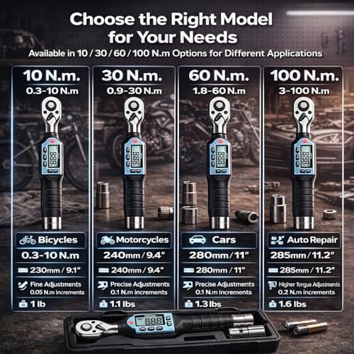Image of GOYOJO 1 /2 Inch Digital Torque Wrench 7.37-73.76 ft-lb /10-100Nm High-Precision Professional Tool for Auto Repair, Motorcycle Maintenance, and DIY Projects ±2% Accuracy