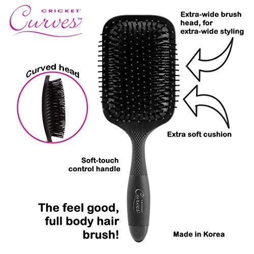 Cricket Curves Paddle Hair Brush For Blow Drying And Styling, Large Wide Hairbrush For Long Short Thick Thin Curly Straight Wavy All Hair Types #TOP1