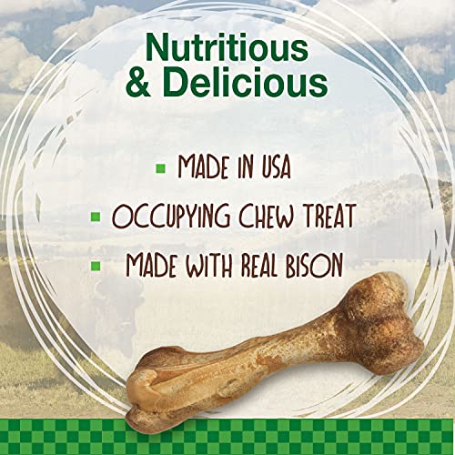 Nylabone Healthy Edibles Wild Dog All Natural Bone Bison Dog Treats Made in the USA, Giant