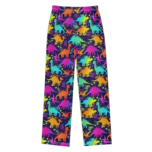 ZZXXB Dinosaur Galaxy Print Boys Long Pants Soft Trousers Elastic Waist Kids Lounge Bottoms with Pockets S-XL