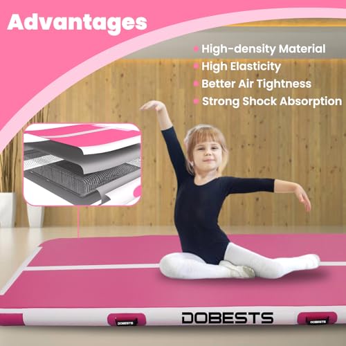 Image of DOBESTS Inflatable Air Gymnastics Mat Tumbling Mat Tumble Track Gymnastics Training for Kids Home 6.6 feet 10 feet 13feet 16feet 20feet 4 /8inch Thick for Cheerleading Dance Yoga Cheer Water With Pump