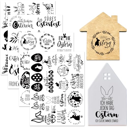 Tixlux 4 Stück Rub On Sticker, Folie Transferaufkleber 19x14cm für Glas, Handarbeiten, Dekoration, DIY-Kunsthandwerk, Geschenke Deko, Party Deko (Ostern)
