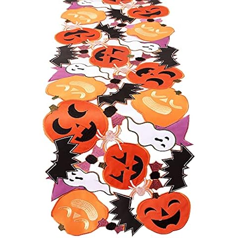 Simhomsen Hand-Crafted Applique Embroidered Halloween Table Runners (13 x 89 Inches) Cover