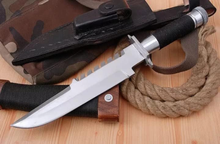Custom handmade D2 steel Commando knife, Camping Hiking Survival knives, | Hallow handle, Removable Back Guard.With Leather Sheath Gift For Him.