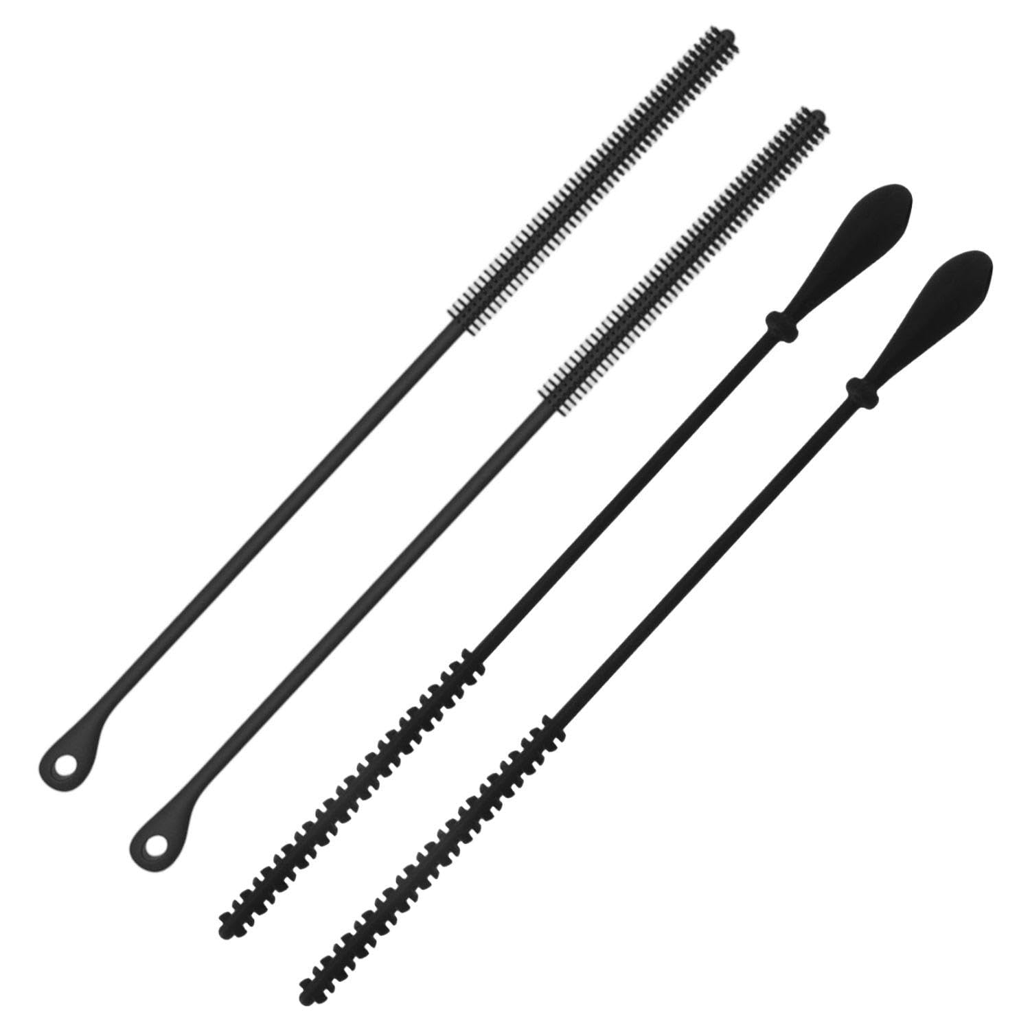 XMNIVATE 4 Pieces Of Black Silicone Straw Brushes, Bendable Pipe Gap Cleaning Brushes, Reusable, Suitable For Pacifiers And Spouts