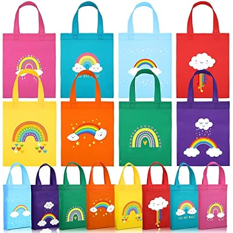 Ferraycle 24 Pcs Rainbow Gift Bags Cover
