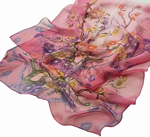 Image of Pokeedioty Scarfs for Women Lightweight Scarves Elegant Floral Pattern Sheer Scarfs Shawls Wraps