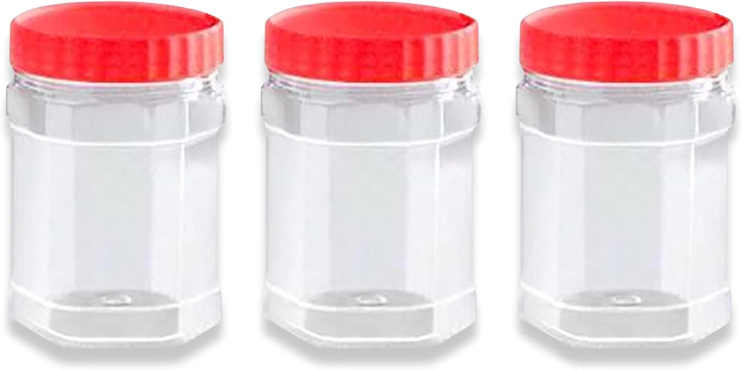 KANSY Plastic Storage Containers Round Clear Spice Jars With Screw Top Lids, Airtight Bpa Free Plastic Mason Jars For Kitchen Pantry, Jam Jars For Crafts And Hardware (12x 400ml)