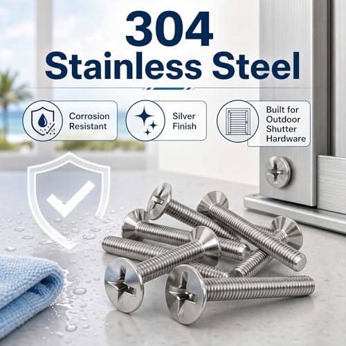 Image of Blulu 100 Pcs 1 /4 inch-20 x 1 Hurricane Shutter Fasteners, 304 Stainless Steel Sidewalk Bolts, Truss Head Machine Screws for Exterior Window Panels and Doors Hardware