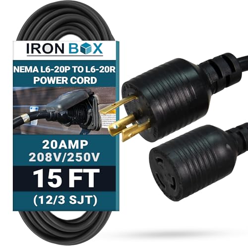 Amazon.co.jp: NEMA L6-20 延長電源コード - 20A/250V, 12/3 AWG