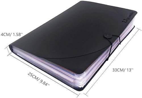 Miniatura 4 de Uquelic Carpeta de archivos expansible de 24 bolsillos con cubierta, organizador de archivos expandible de plástico grande, acordeón A4, carpeta de