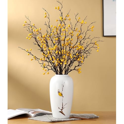 Vase céramique blanche oiseau pie porcelaine retro pour table salon