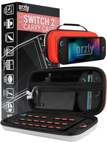 Image of Orzly Case Compatible with Nintendo Switch 2 - Protective Travel Carry Case with Screen Padding, Game Card & microSD Slots, Zipped & Open Pockets for Accessories - 7.9 inch Gift Boxed