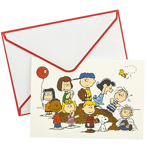 Image of Graphique Peanuts Gang Boxed Notecards, 16 Peanuts Friends CardsEmbellished With Glitter, with Matching Envelopes and Storage Box, 3.25 inch x 4.75 inch
