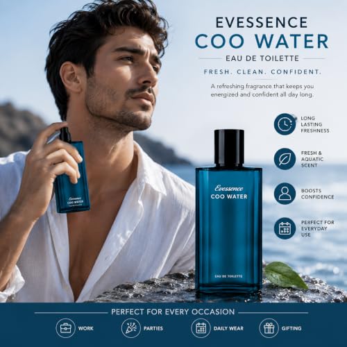 Image of Cool Water Eau De Toilette for Men, Aquatic Fresh Scent, Long Lasting, 125ml