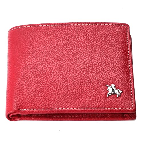 LONDON ALLEY Kevin Classic Red Leather Wallet, Red + Pen + Keyring - Image 7