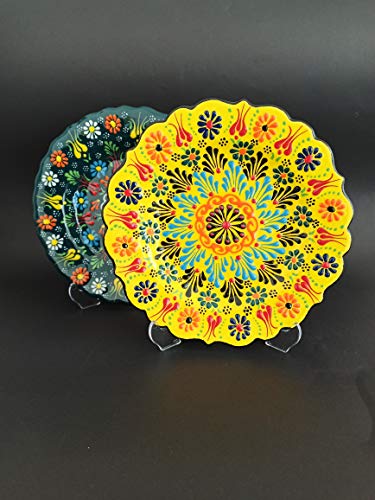 Ayennur Turkish Decorative Plates Set of 3-7.08\" Handmade Ceramic for Wall Hanging Home Decor