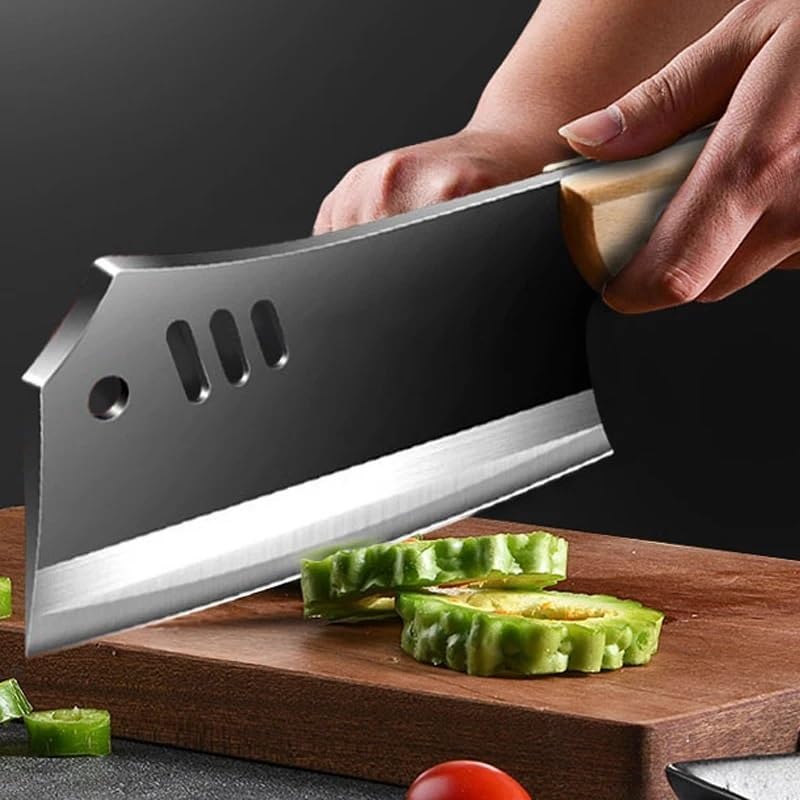 Image of 7.2-inch Meat Cleaver Knife, Butcher Knife, Boning Knife High Carbon Stainless Steel,Restaurant, Meat Cleaver Knife for Home,BBQ and Kitchen (1Piece, Black)