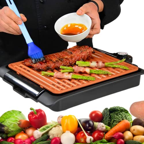 Rauchfreier elektrischer Tischgrill BEST DIRECT Starlyf Smokefree COPPER, Geeignet für Innen- und Aussenbereich, Keramik Antihaftbeschichtung, max. 220 °C [1250 Watt]