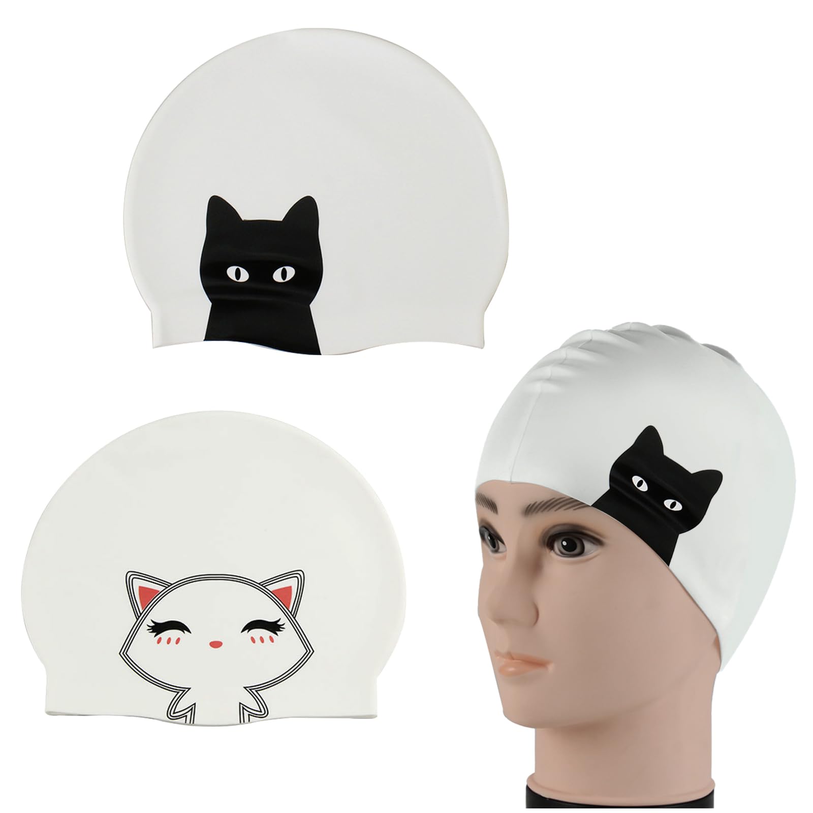 BSITSSS 2 Pcs Swimming Cap, Silicone Swimming Hat