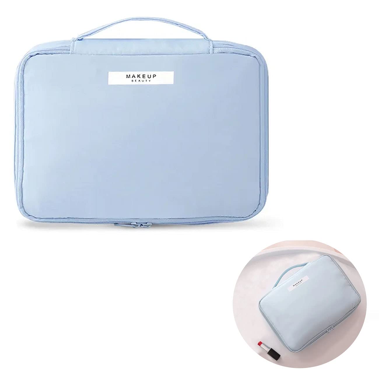 Huifengjie Neceser Maquillaje,Portátil Bolsa de Maquillaje de Viaje, Organizador Grande para Mujeres y niñas,Bolsa de cosméticos,Bolsa de Aseo Impermeable Gran Capacidad,para Hogar Vacaciones Viaje(Azul)