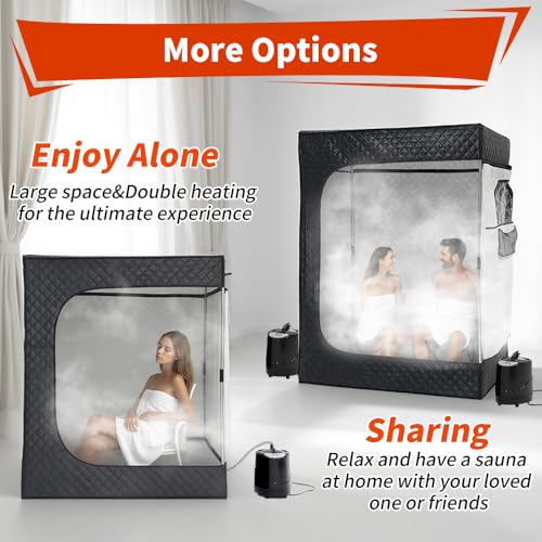 WaldWander 2 Person Portable Steam Sauna with 2 Steamers & 2 Folding Chairs, Steam Spa at Home, Remote Control, Mat, Quick Setup for Relaxation & Detoxification by WaldWander - Image 6