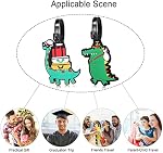 2 Balises de bagages Pcs, Tag de bagages en silicone avec nom ID Carte Belles étiquettes de bagages sécurisées pour valise de voyage Parfaite pour repérer rapidement Bagage vert Dinosaur Etiquettes de bagages Valise ID Jeu d'étiquettes pour les enfants