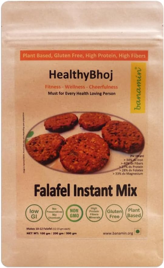 BANAMIN High Protein Falafel Mix (180g x 2) | Gluten-Free, No Chickpeas, Low GI, Clean Label | Instant Healthy Snack | Plant-Based & Preservative-Free