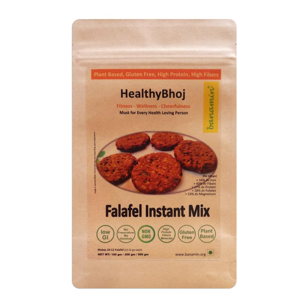 BANAMIN High Protein Falafel Mix (180g x 2) | Gluten-Free, No Chickpeas, Low GI, Clean Label | Instant Healthy Snack | Plant-Based & Preservative-Free