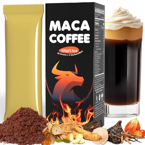 Maca Coffee Instant Cold Brew with Arabica Bean Powder Ginseng Cordyceps & Ashwagandha Energy Boost Additive-Free