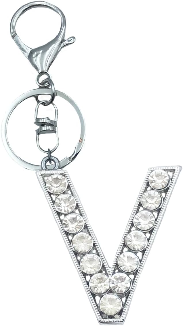 Unpafcxddyig A-Z Initials Letter Keychain Shiny Crystal Keyring
