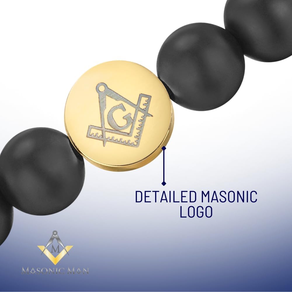 MasonicMan Mens Masonic Bracelet Freemasonry Gift Mason Logo