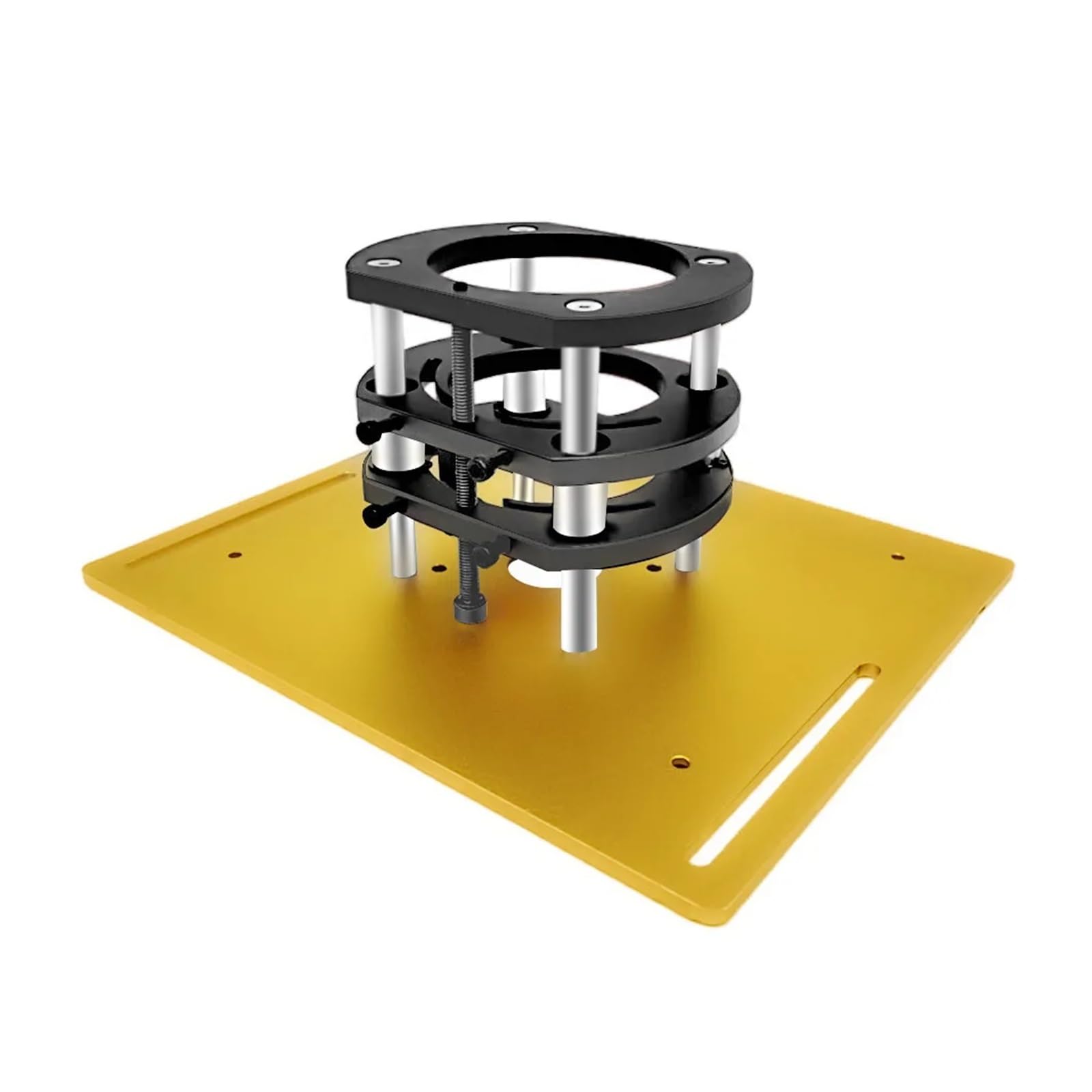 Placa de inserción de Mesa de enrutador, aleación de Aluminio, Tablero abatible para fresado de Madera, Herramienta Auxiliar para carpintería (tamaño: 1 Juego Negro)