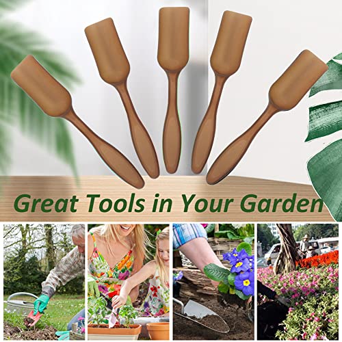 10 piezas mini palas de jardinería plástico color marrón miniatura 2
