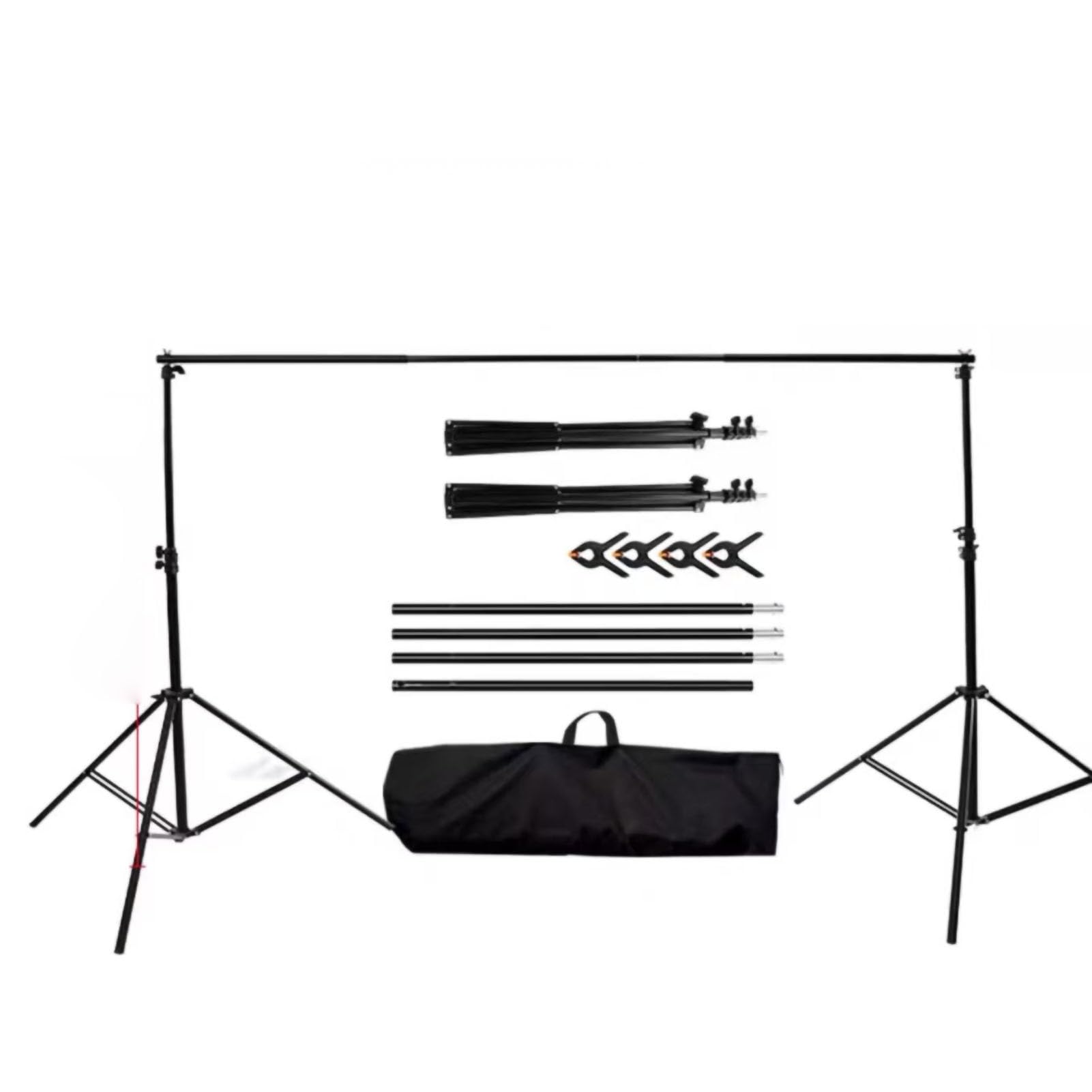 Supporto Regolabile Supporto per Fondale Fotografico per Carichi Pesanti, per Fondale, per Fotografia in Tubo di Ferro, Ideale per Studio e Registrazione Video (2x3m/2.19x3.28yd Senza)