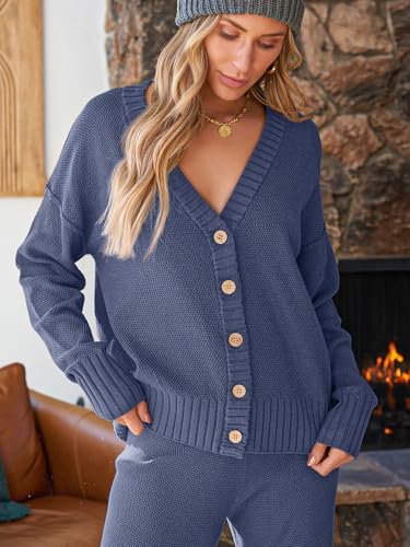 Image of LILLUSORY Womens Cardigan Pants Sets 2 Piece Slouchy Sweater Loungewear