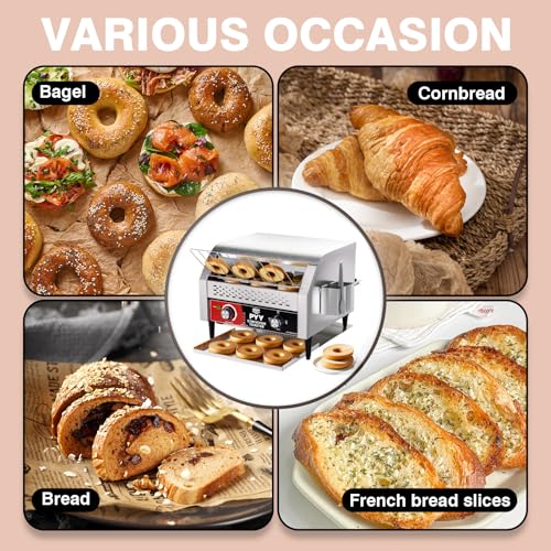 Image of PYY Commercial Conveyor Toaster - Electric Industrial Belt Toasters Oven Heavy Duty Stainless Steel Tostadora Transportadora for Bun Bagel Bread Waffle Restaurant Buffet 450 Slices /Hour