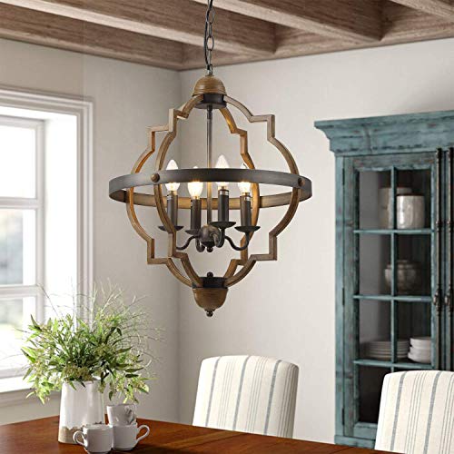 Exclusive Discount 70% Price  Riomasee 4-Light Farmhouse Orb Chandelier Lighting Rustic Metal Chandelier Stardust Finish Pendant Light Fixtures for Foyer,Dining,Living Room,Bedroom,Kitchen Lighting