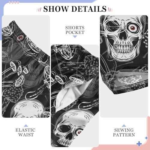 ZZXXB Skull Mushroom Boys Long Pants Soft Trousers Elastic Waist Kids Lounge Bottoms with Pockets S-XL4