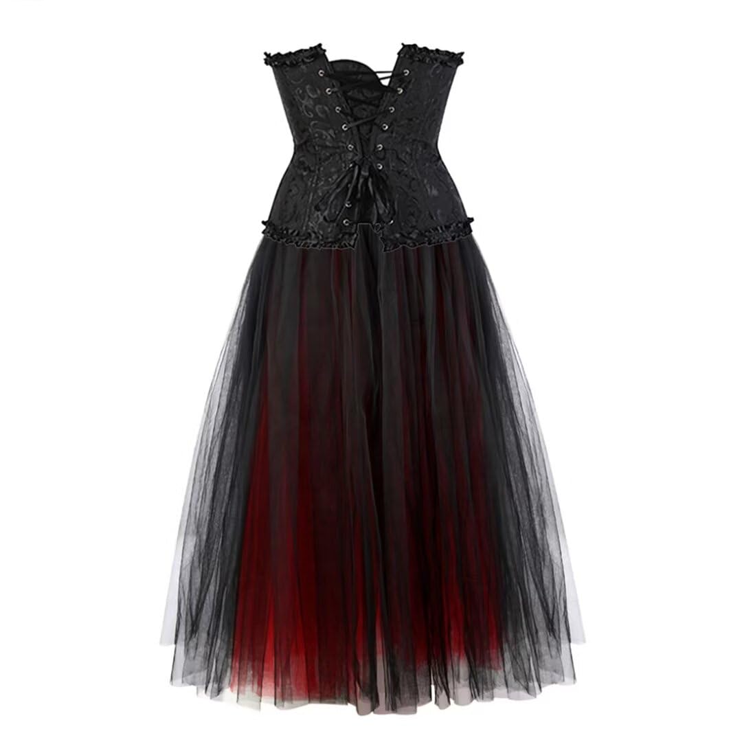 Grebrafan Bustier Corset Mariée et Jupe Tulle Femme Longue
