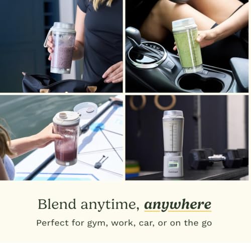 Image of Cuisinart Blast & Go Portable Blender | Cordless, USB-C Rechargeable | BPA Free Travel Mug | 20,000 RPM Motor | 2 Presets: Mix & Shakes, Protein Shakes, Crushed Ice, Fruits