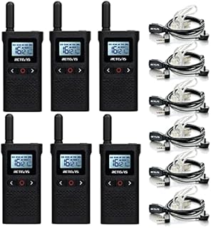 Retevis RB628 Walkie Talkie for Adults, 1500mAh PMR446 Rechargeable 2 Way Radio, VOX LCD Screen, Call Tones, Professional Walkie Talkie with Headset for School, Restaurants (6Pcs, Black)